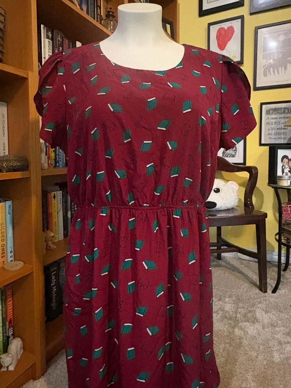 ModCloth / Peach Love California Book Print Dress, 4XL
